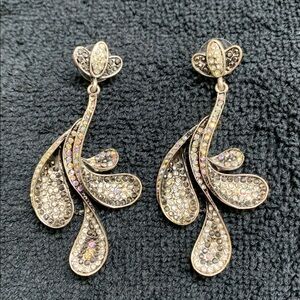 Alchemy Gothic Elegant Silver and Crystal Drop Earrings Vintage